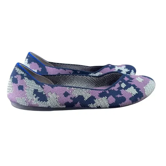Rothy’s The Flat 11.5 Violet Botanicamo Camo Knit Ballet Shoe Gray Purple Retire - Picture 7 of 9